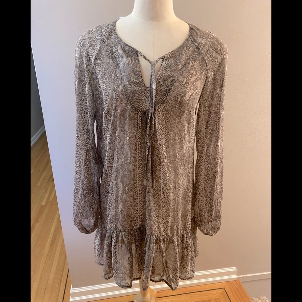 BEBE dress made in France in‎ animal print. Sheer, Size Small.  ⭐️HP2x⭐️